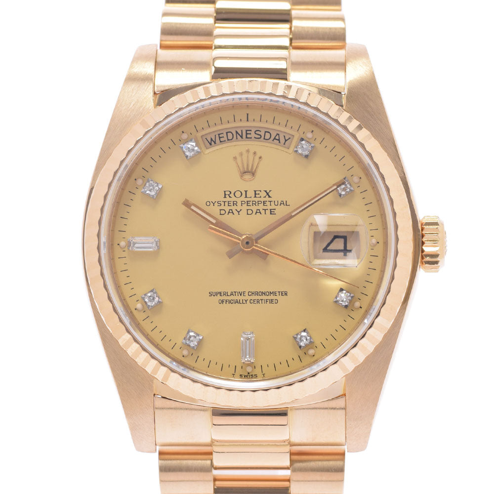 ROLEX ロレックス デイデイト 10Pダイヤ 18038A メンズ YG 腕時計 自動巻き シャンパン文字盤 Aランク 中古 