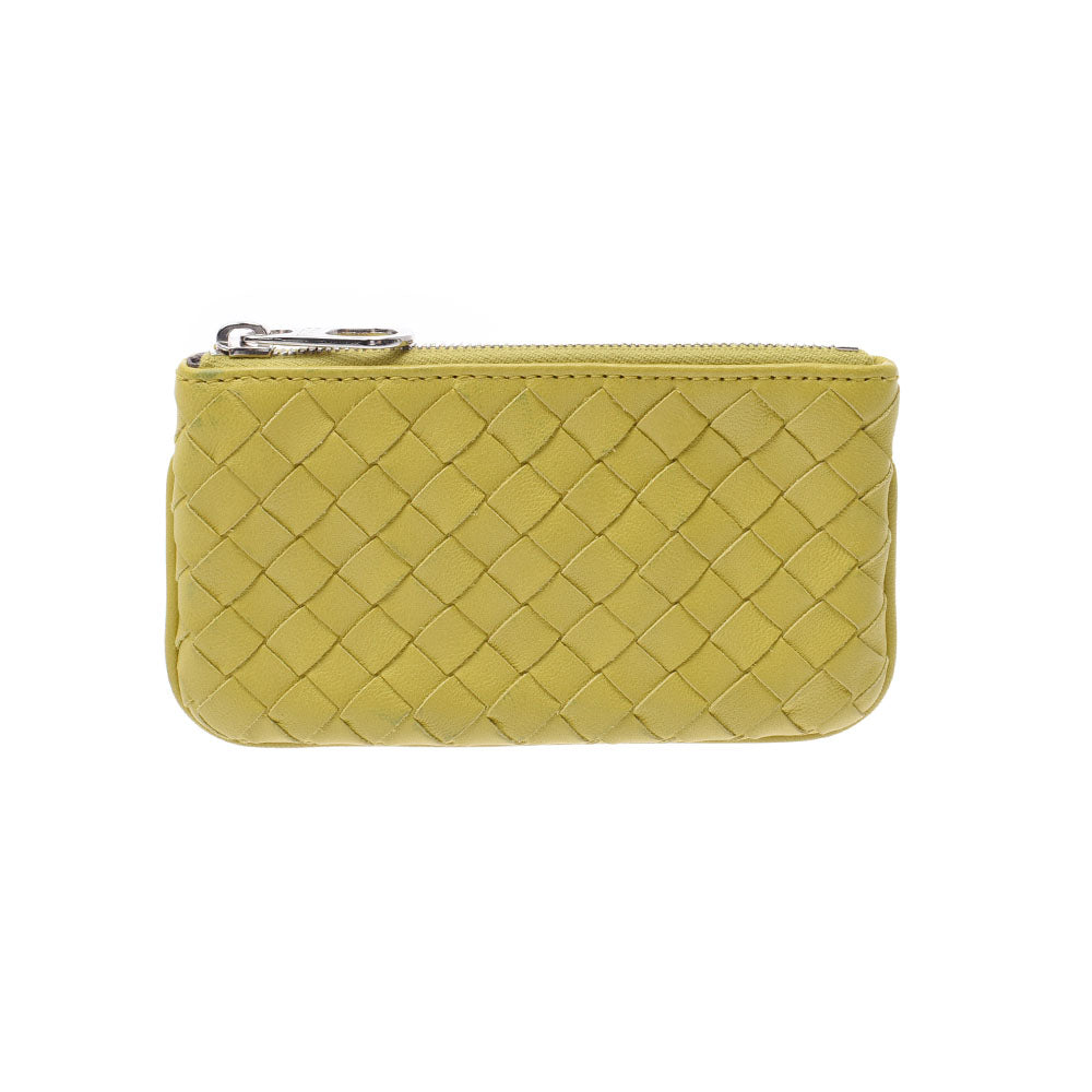 BOTTEGAVENETA ボッテガヴェネタ イントレチャート キーリング付き小銭入れ 黄緑系 B03155952F ユニセックス レザー コインケース ABランク 中古 