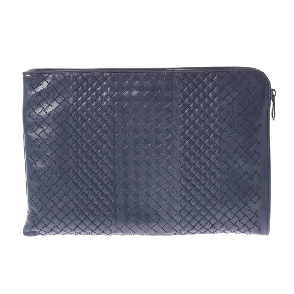 BOTTEGAVENETA ボッテガヴェネタ イントレチャート ネイビー BO6432713B メンズ レザー クラッチバッグ ABランク 中古 