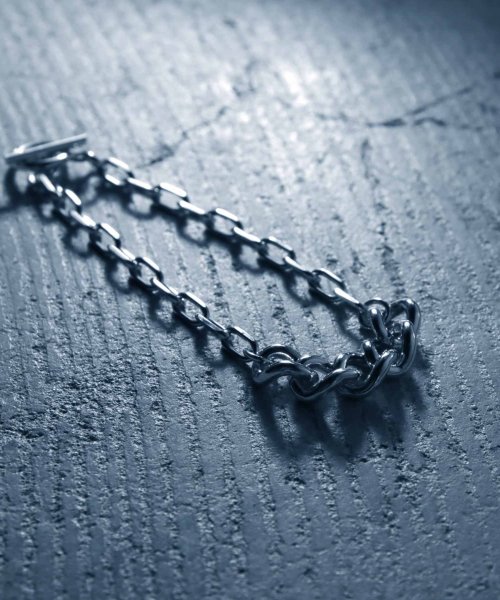 【YArKA/ヤーカ】silver925 thick flat & oval chain bracelet [F906]/喜平&楕円ミックスブレスレット シルバ