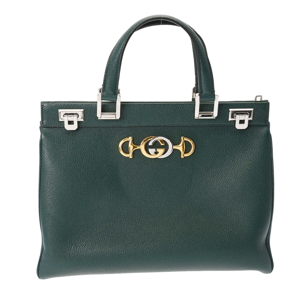 GUCCI グッチ ズゥミ ミディアム トップハンドバック 2WAY 緑 564714 レディース レザー ハンドバッグ Aランク 中古 