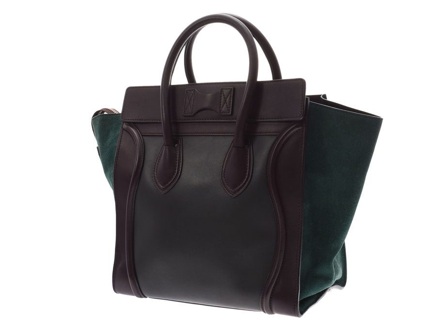 セリーヌ ラゲージ ミニ ダークブラウン/カーキ系/緑 レディース カーフ/スエード ハンドバッグ ABランク CELINE 中古 