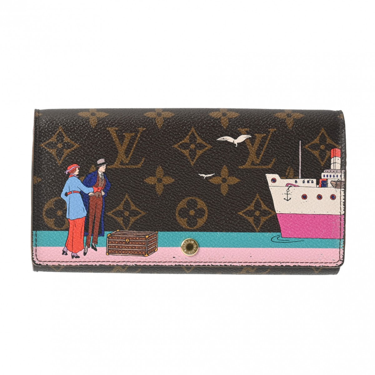 LOUIS VUITTON ルイヴィトン モノグラム ポルトフォイユ サラ 大西洋クルーズプリント ブラウン M62137 レディース モノグラムキャンバス 長財布 Bランク 中古 