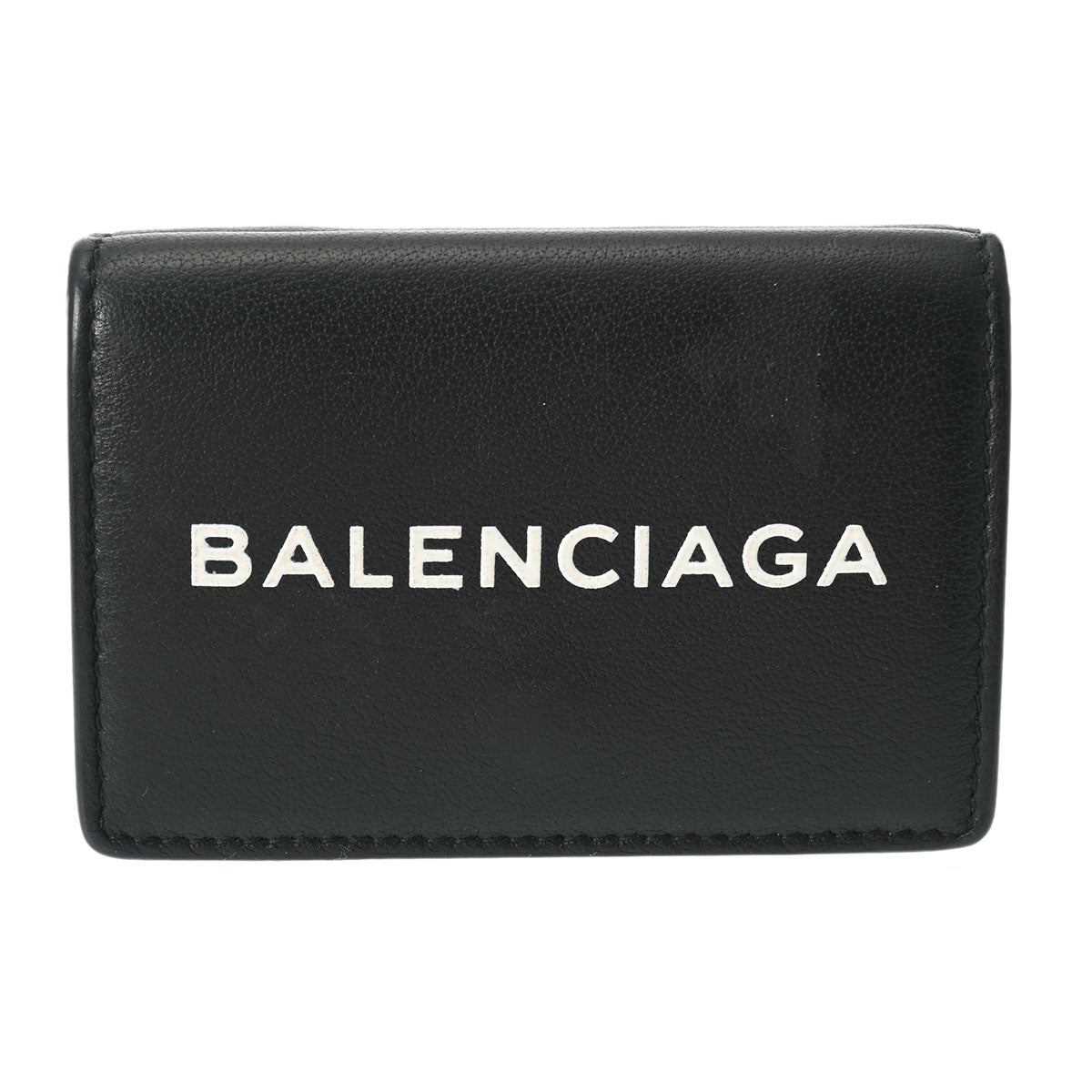 BALENCIAGA バレンシアガ エブリデイ ミニウォレット  ブラック シルバー金具 ユニセックス カーフ 三つ折り財布 Bランク 中古 