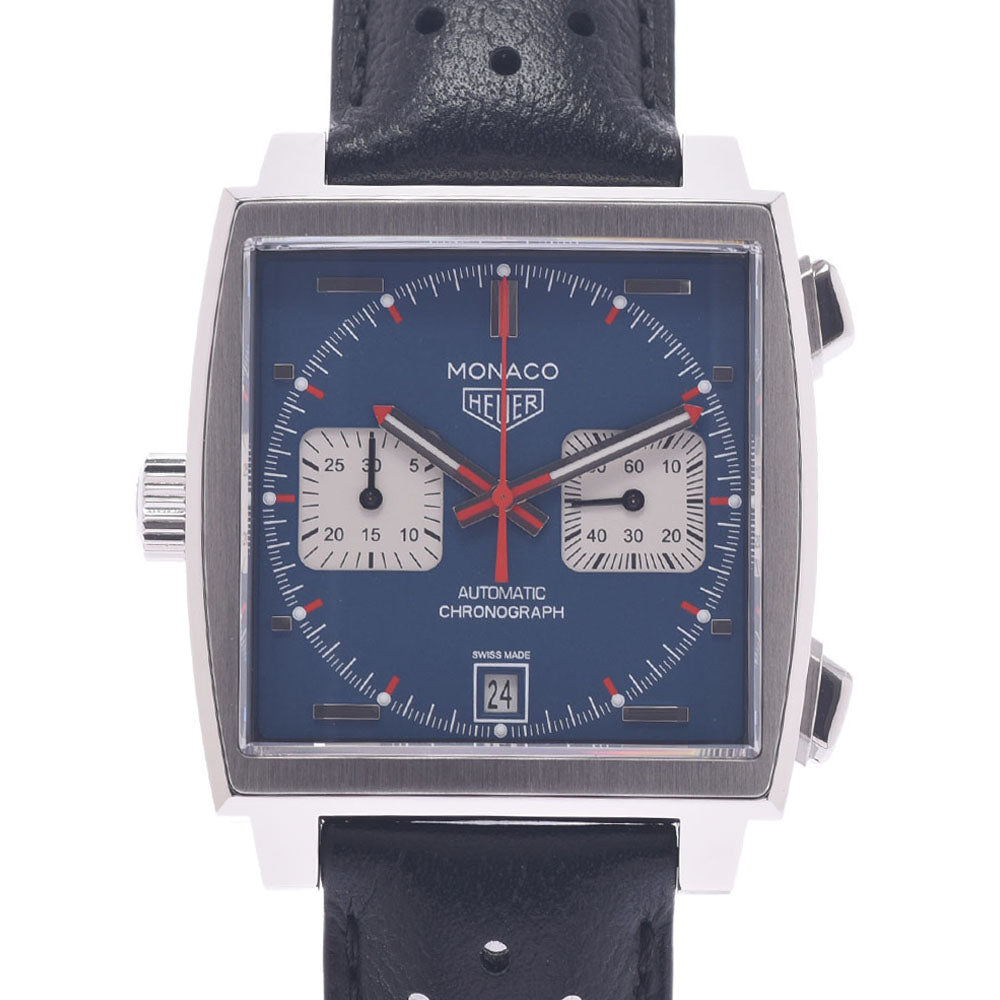 TAG HEUER タグホイヤー モナコ 裏スケ CAW211P.FC6356 メンズ SS/革 腕時計 自動巻き 青文字盤 Aランク 中古 