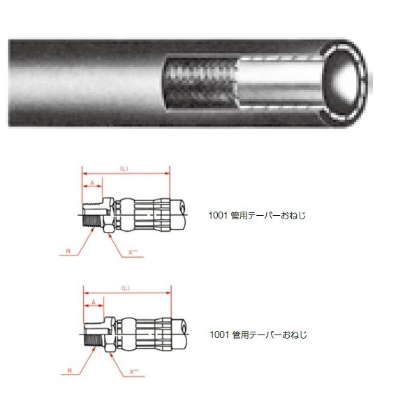 横浜ゴム（YOKOHAMA） 一般油圧ホース 1300mm 両端1001金具 NWP35-38 NWP35-38-1300 1001+1001（直送品）