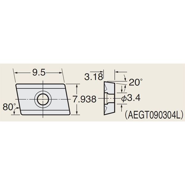 日研工作所 インサートチップ AEG12-F4 KW10 1セット（10PC）（直送品）