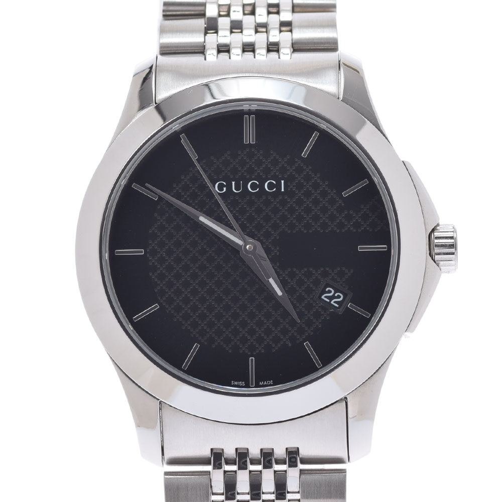 GUCCI グッチ Gタイムレス YA126.4 メンズ SS 腕時計 クオーツ 黒文字盤 Aランク 中古 