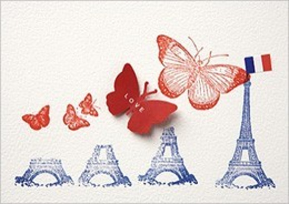 人気カード再入荷！フランスより♪『Eiffel tower with butterflies  』 ～同柄2枚セット～