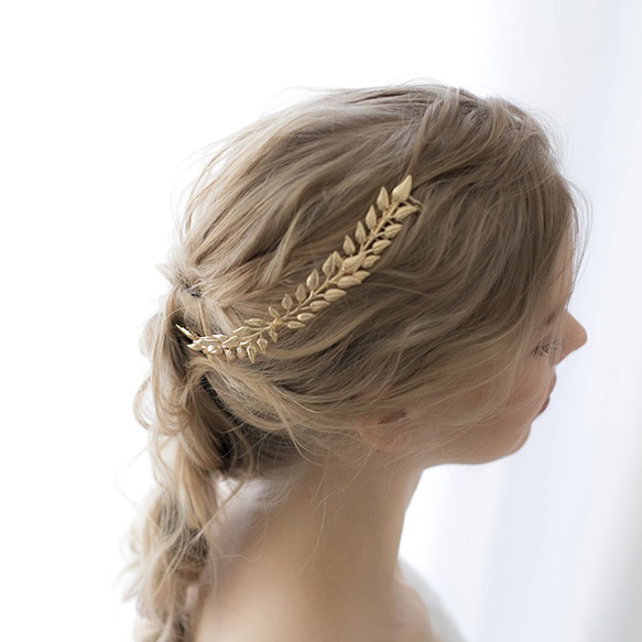 ブライダル ウェディング ウエディングヘッドドレス 和装 成人式 パーティ 髪飾り ヘアアクセ【goldの葉】