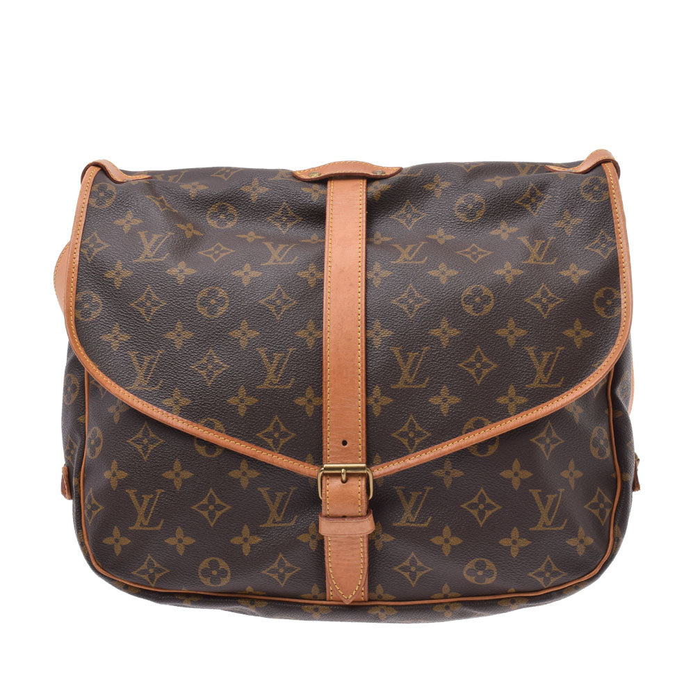 【年末の贈り物】LOUIS VUITTON ルイヴィトンソミュール35　モノグラム メッセンジャーバッグ  ブラウン ゴールド金具 ユニセックス モノグラムキャンバス ショルダーバッグ M42254  中古_画像1