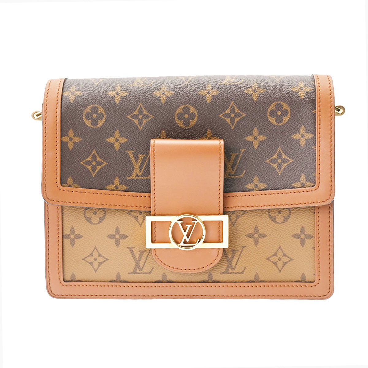 LOUIS VUITTON ルイヴィトン モノグラム リバース ドーフィーヌ MM ブラウン M45958 レディース モノグラムリバースキャンバス ショルダーバッグ Aランク 中古 