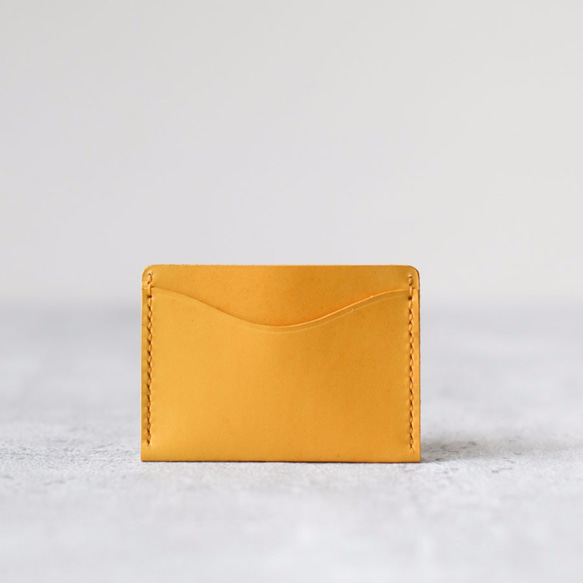 Yellow veg-tanned leather card holder