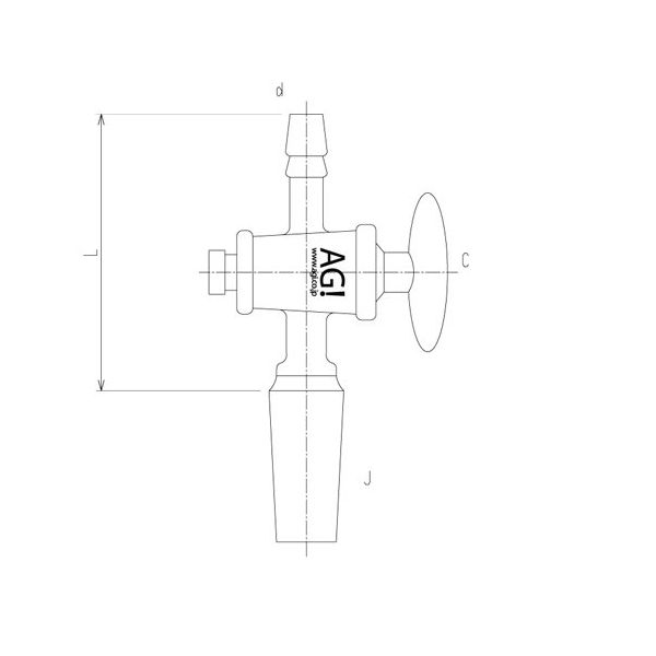 旭製作所 コック付排気管直管 オス ガラスコック 19/22 80mm 2408-3M 1個 65-1838-01（直送品）