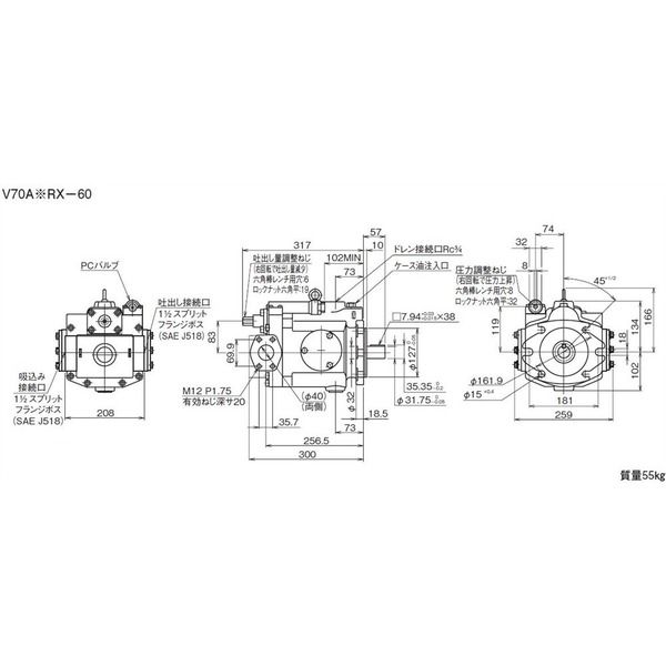 ダイキン工業 ピストンポンプ V70A2RX-60 1PC（直送品）