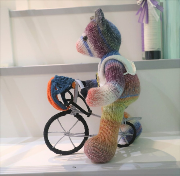 Bear Love Bike Hand Knitted Teddy Bear Knitted Teddy Bear テディベア