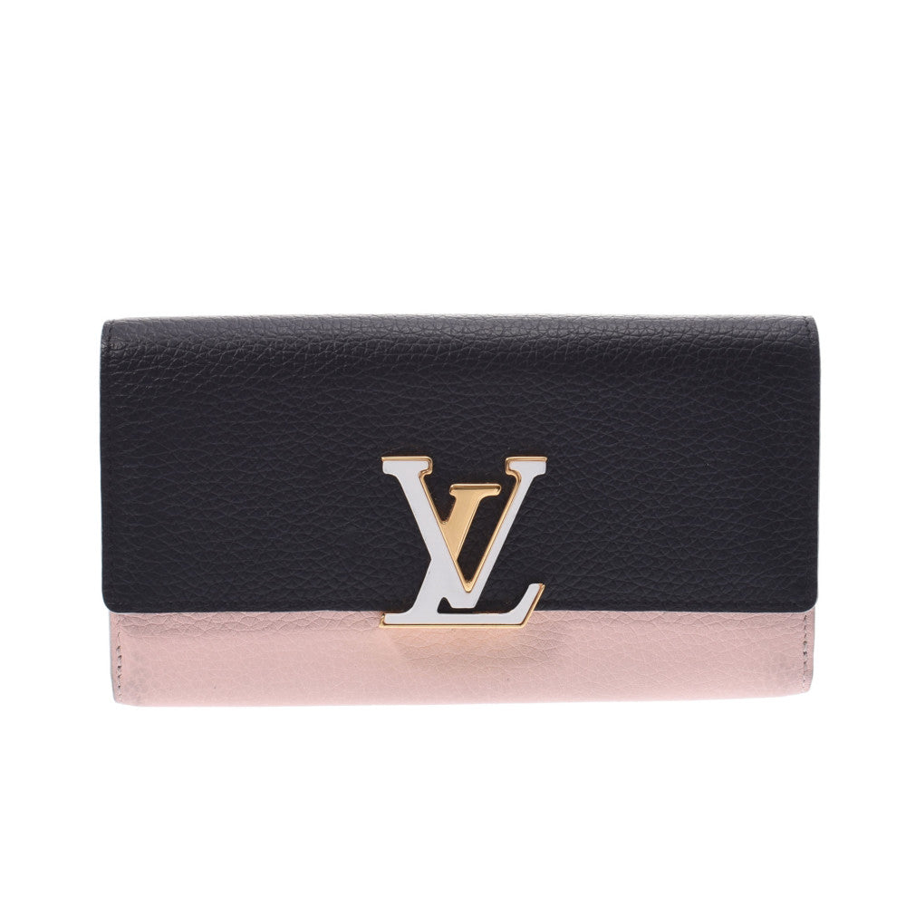 LOUIS VUITTON ルイヴィトン ポルトフォイユ カプシーヌ 黒/ピンク/白 M64121 レディース トリヨンレザー 長財布 Bランク 中古 