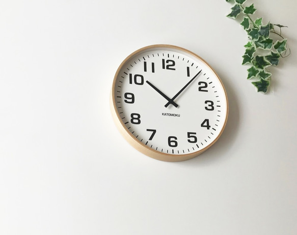 KATOMOKU plywood clock 15 ナチュラル km-92N 掛け時計 木製 静か 大きい