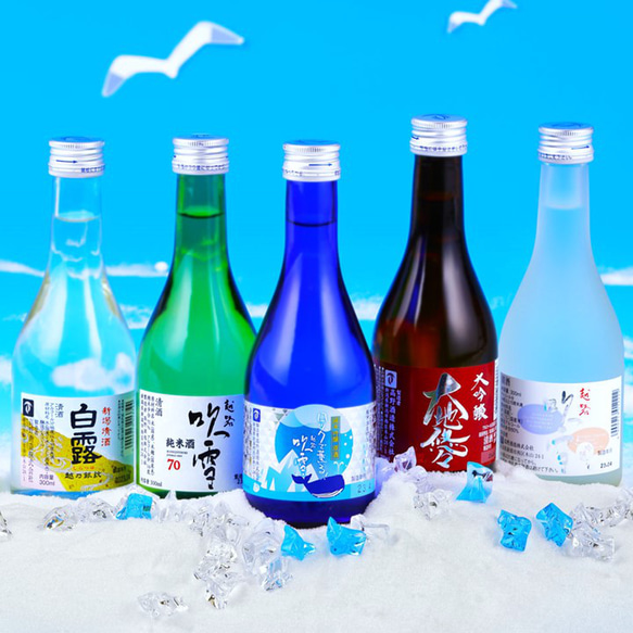 【夏季限定】夏の冷酒入り 飲み比べセット ミニボトル 300ml 5本 小瓶 辛口 お酒 日本酒 新潟 高野酒造