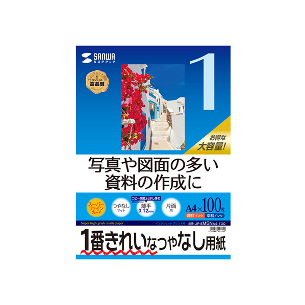 サンワサプライ IJ用スーパーファイン用紙 A4 100枚 F114397-JP-EM5NA4-100