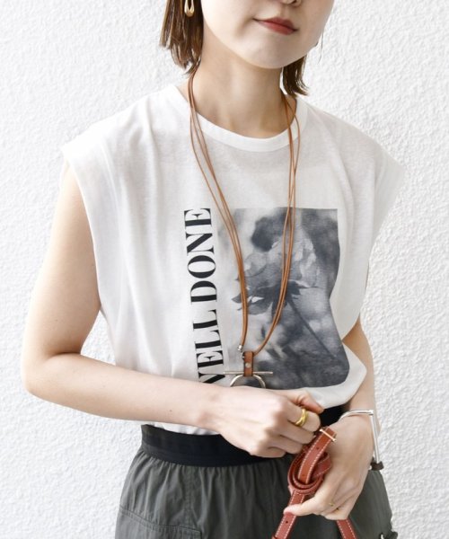 *【SHIPS別注】81BRANCA:ノースリーブ シアー フォト TEE ◇