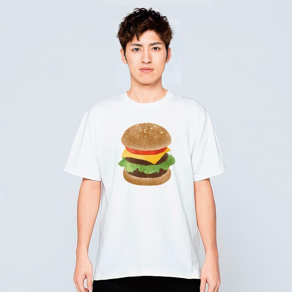 ハンバーガー 食べ物 Tシャツ メンズ レディース 半袖 ゆったり おしゃれ トップス 白 30代 40代