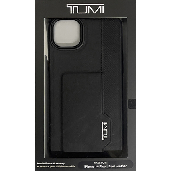 TUMI iPhone 14 Plus用本革 カードスロット付き 背面ケース ブラック TUHCP14MRCPK