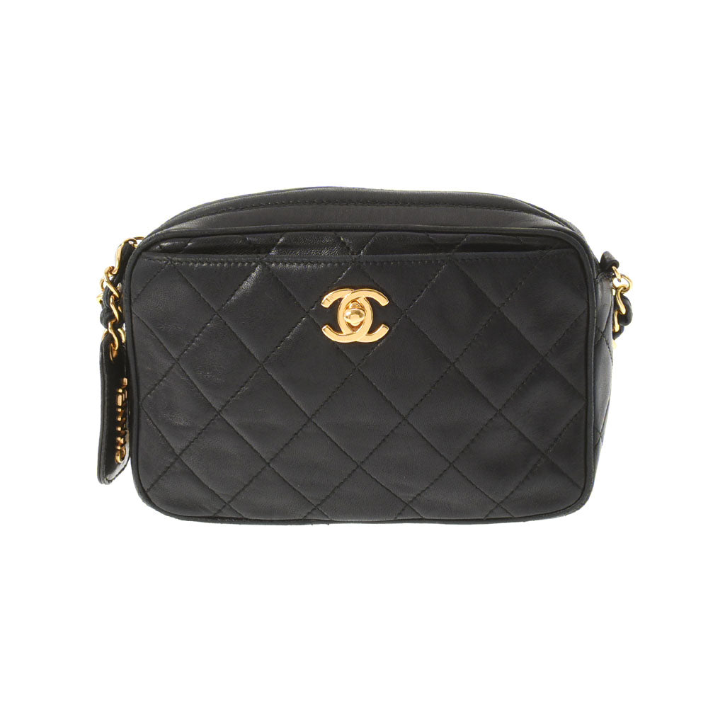 CHANEL シャネル マトラッセ チェーンショルダー 黒 ゴールド金具 レディース ラムスキン ショルダーバッグ Bランク 中古 