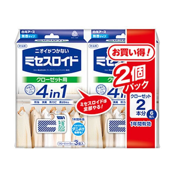 白元アース ミセスロイド クローゼット用 1年防虫 3個入×2個パック FCR8242