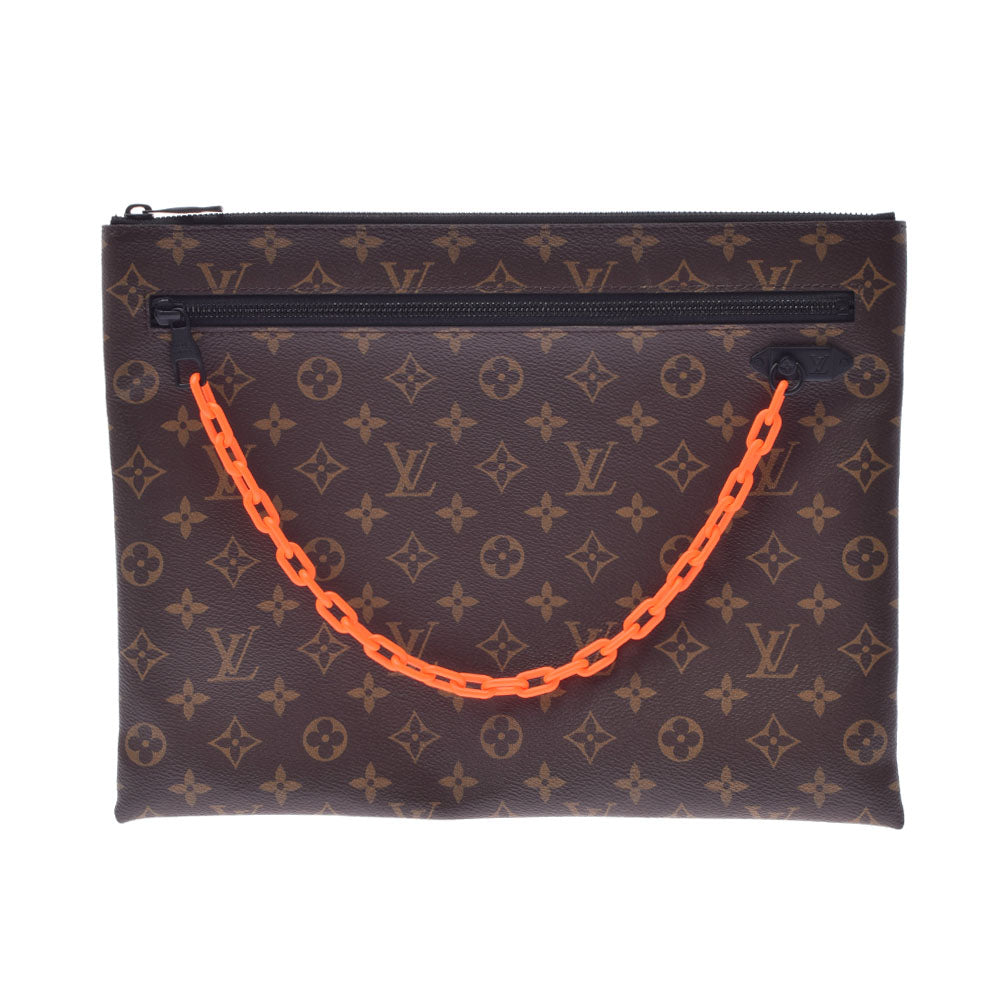 LOUIS VUITTON ルイヴィトン モノグラム ソーラレイポシェット A4 ブラウン/黒/オレンジ M44484 メンズ モノグラムキャンバス クラッチバッグ Aランク 中古 