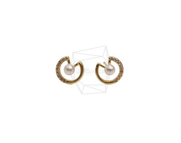 ERG-2670-G【2個入り】キュービックラウンドピアス/Cubic Round Post Earrings