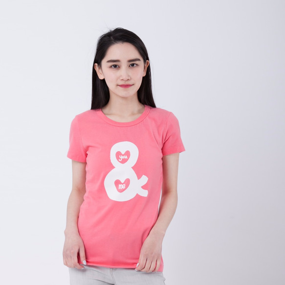 You and Me・ピーチ起毛ソフトコットン・半袖・レディースTシャツ、Rose Pink