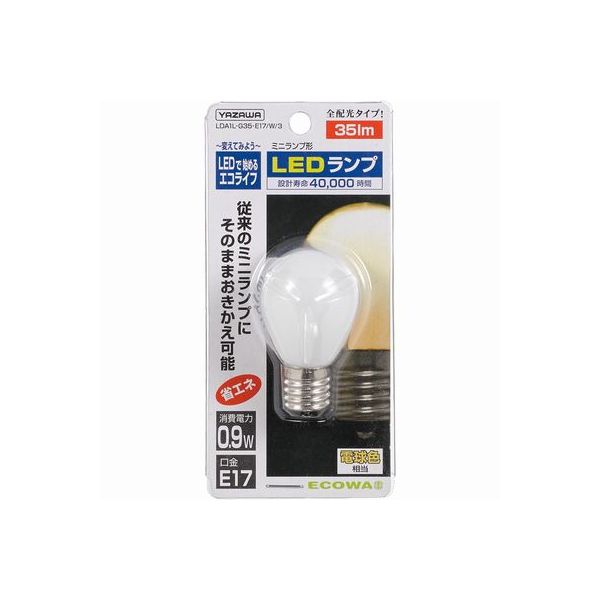 ミニランプ形LEDランプ 10個入 LDA1LG35E17W3-10 ヤザワコーポレーション（直送品）