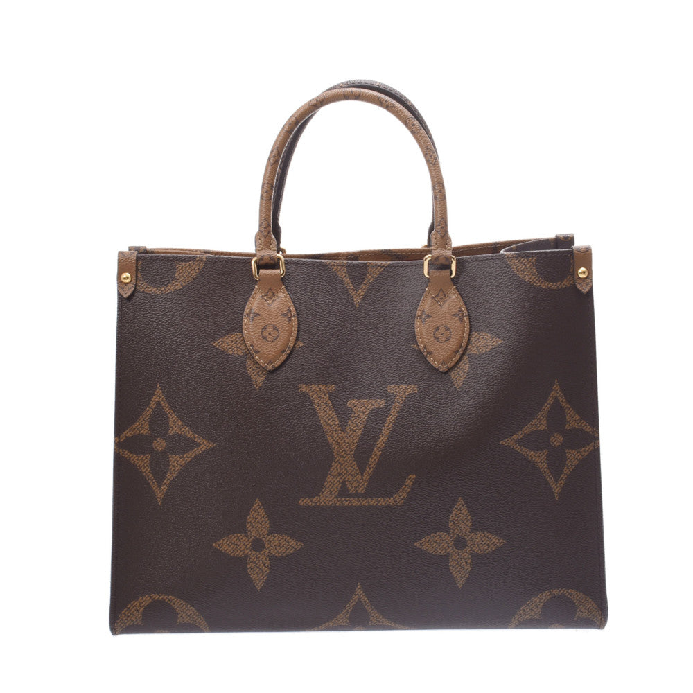 LOUIS VUITTON ルイヴィトン モノグラム リバース オンザゴーMM 2WAY ブラウン M45321 ユニセックス ジャイアントモノグラムキャンバス トートバッグ Aランク 中古 