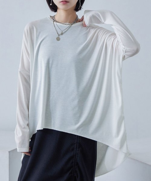 Fashion Letter ファッションレター ベア天竺 ロングTシャツ ロンT ロングスリーブ テールカット 変形トップス トップス カットソー 長袖 無地