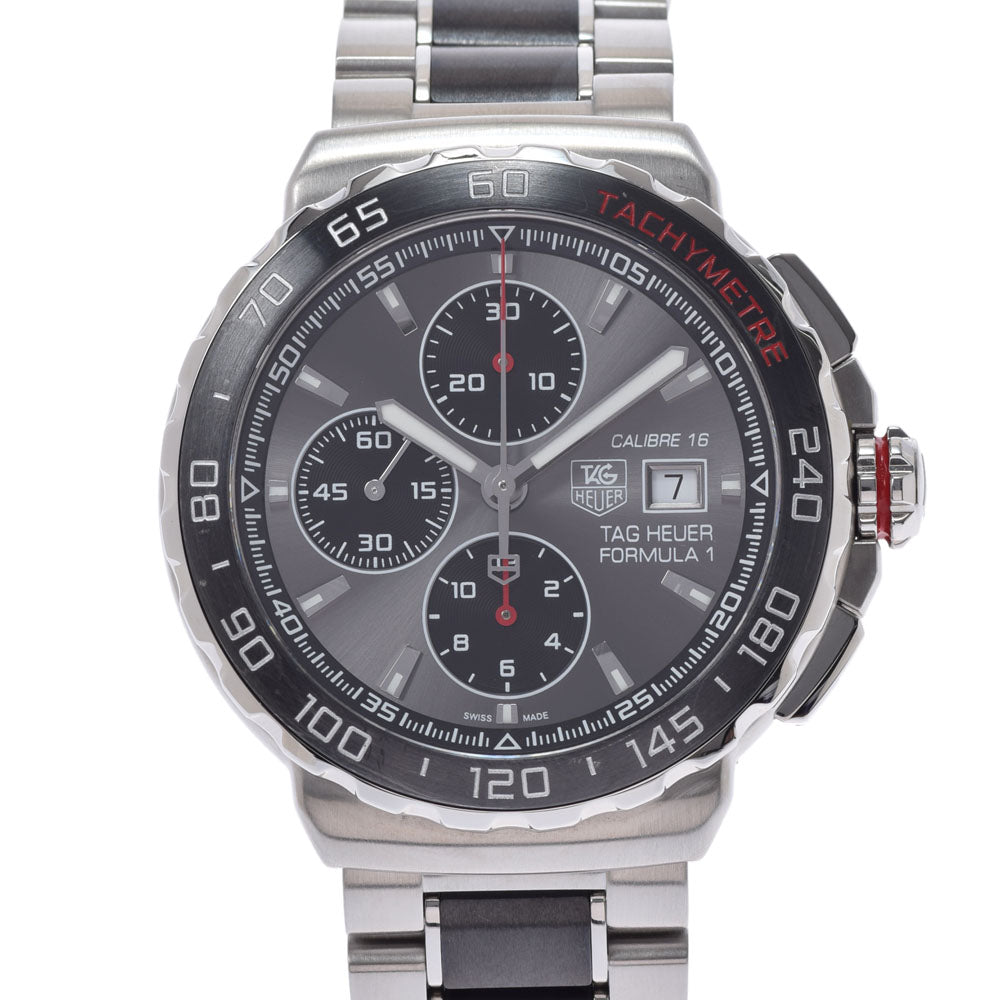 TAG HEUER タグホイヤー フォーミュラ1 キャリバー16 クロノ CAU2011/BA0873 メンズ SS/黒セラミック 腕時計 自動巻き グレー文字盤 Aランク 中古 