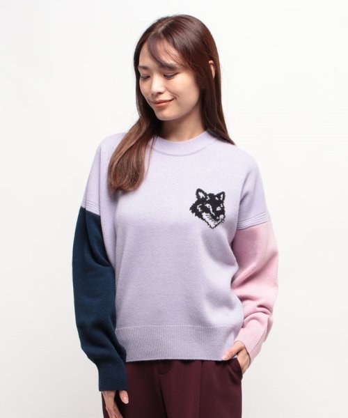 【MAISON KITSUNE】メゾン キツネ フォックスヘッド インターシャ コンフォート カラーブロック ジャンパー LW00810KT1063