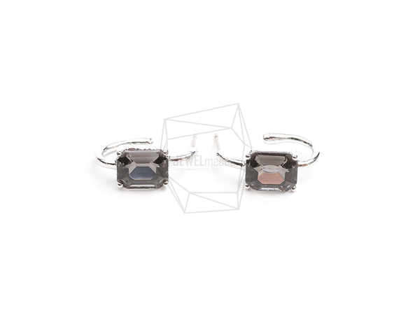 ERG-2324-R【2個入り】スクエアガラスピアス,Square Glass Post Earring