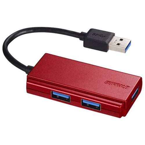 バッファロー BSH3U100U3RD USB3.0 バスパワーハブ 3ポートタイプ レッド