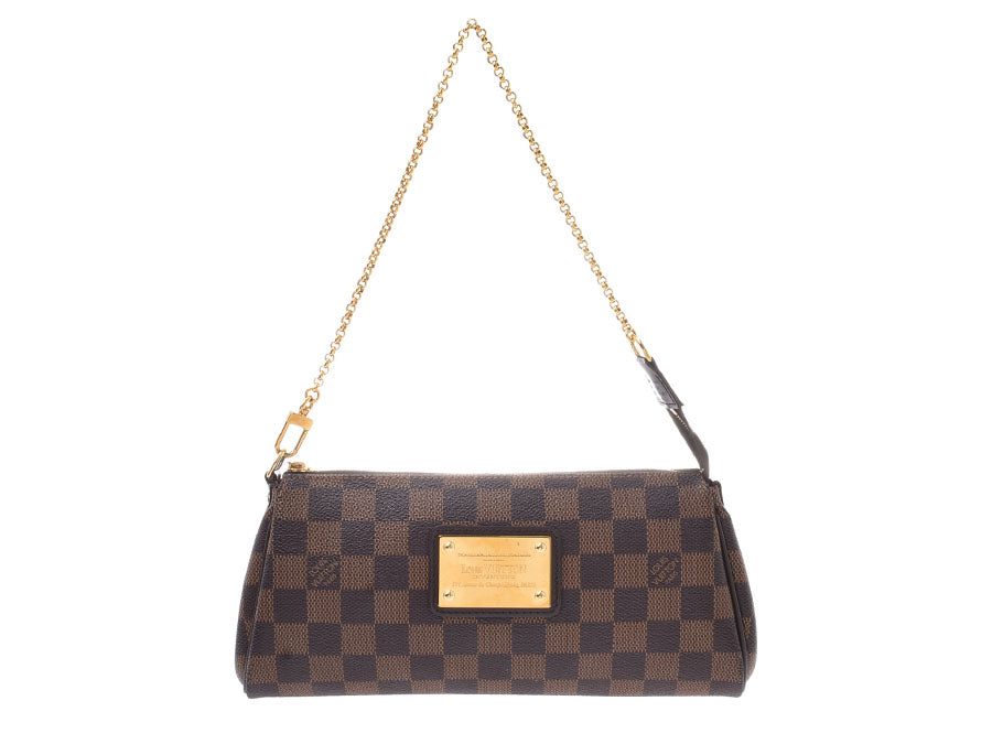 ルイヴィトン ダミエ エヴァ ブラウン N55213 レディース 本革 2WAYバッグ Bランク LOUIS VUITTON ストラップ付 中古 