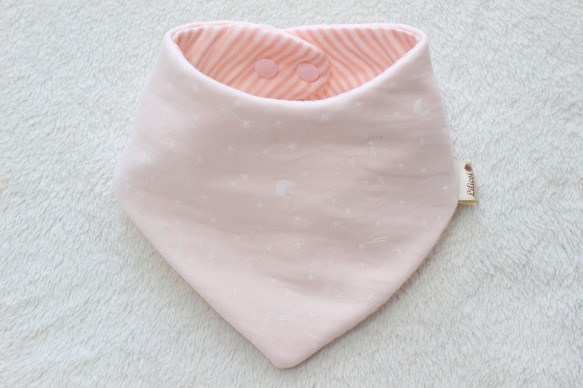 ♡送料無料♡ガーゼのバンダナスタイ●Star&Moon BabyPink