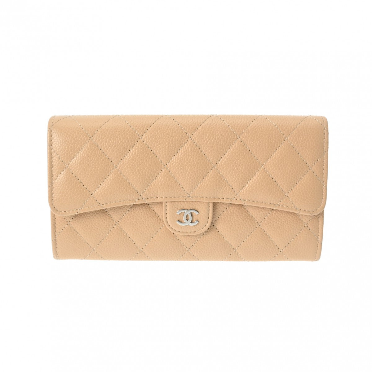 CHANEL シャネル クラシック ロングフラップウォレット ベージュ AP0241 レディース キャビアスキン 長財布 新同 中古 