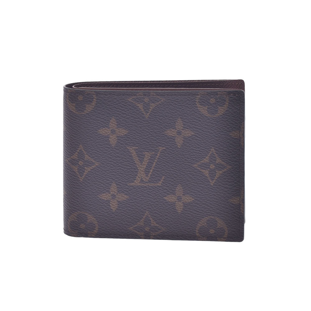 LOUIS VUITTON ルイヴィトン モノグラム ポルトフォイユ マルコ 現行 ブラウン M62288 メンズ モノグラムキャンバス 二つ折り財布 Aランク 中古 