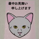 猫（白）の切絵の暑中見舞はがき