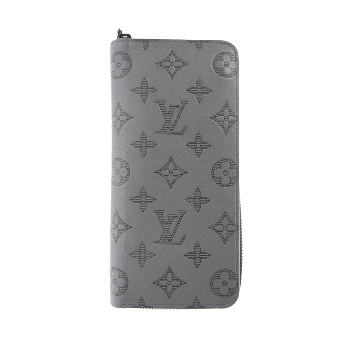 LOUIS VUITTON ルイヴィトン モノグラム シャドウ ジッピーウォレットヴェルティカル グリ M81384 メンズ カーフ 長財布 Bランク 中古 