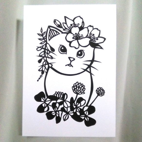 【切り絵】原画　A5サイズ　cat24