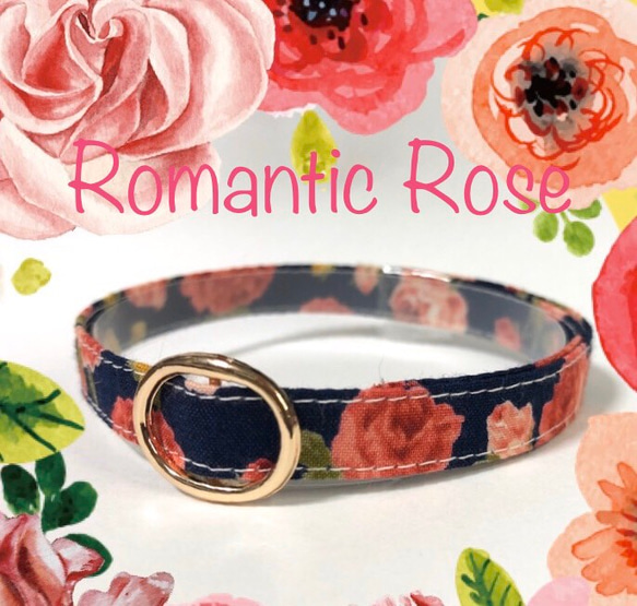 Romantic Rose＊迷子札付＊軽い猫の首輪