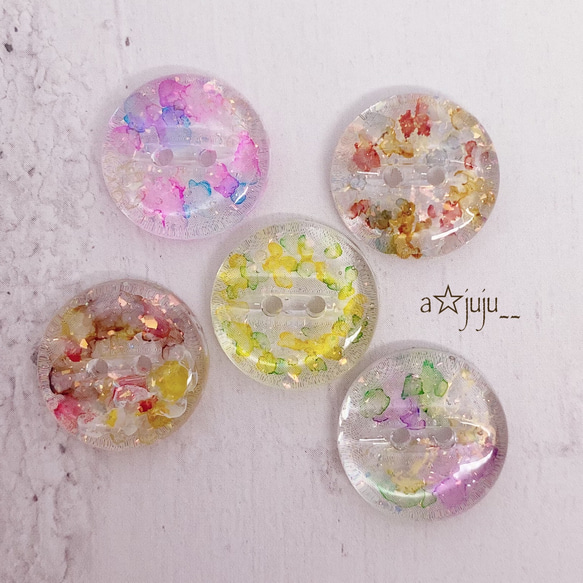 ボタン❁⃘5個set インクアート ニュアンス ハンドメイド レジン