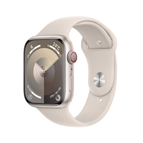 Apple Apple Watch Series 9(GPS + Cellularモデル)- 45mm スターライトアルミニウムケースとスターライトスポーツバンド  - M/L MRM93J/A