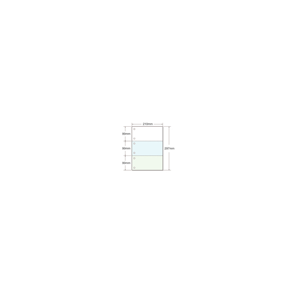 キング商事 マルチプリンタ帳票 A4 カラー 3面 6穴 100枚 F815575-A4CF3-6A